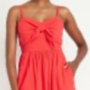 Old Navy red- orange Coral Midi SunDress